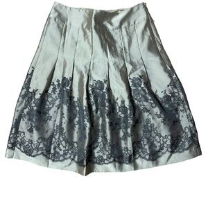 Ann Taylor Silver and Black Lace A-Line Skirt